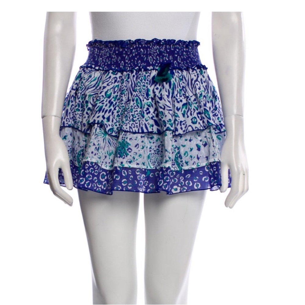 Poupette St. Barth Blue and White Tiered Skirt